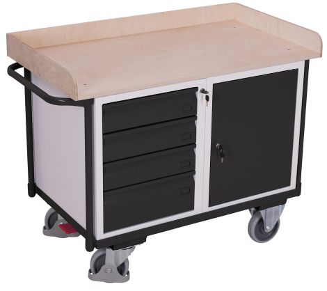 Wózek warsztatowy z płytą roboczą z szafką i szufladami - 4