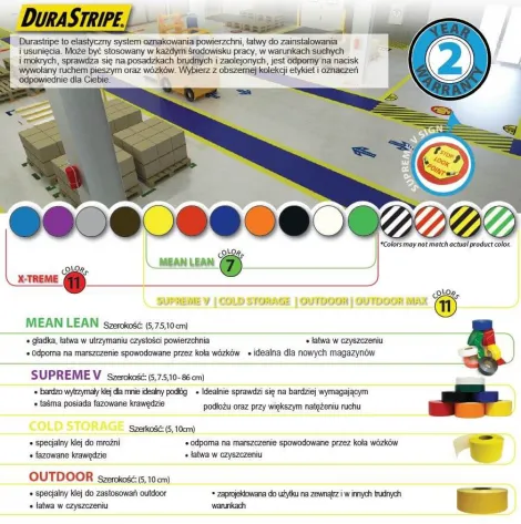 Taśma sygnalizacyjna podłogowa Durastripe szerokość 50 mm - 2